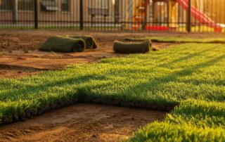 Fresh Sod being laid on school playground