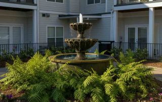 Apartment Hardscaped Courtyard with Fountain